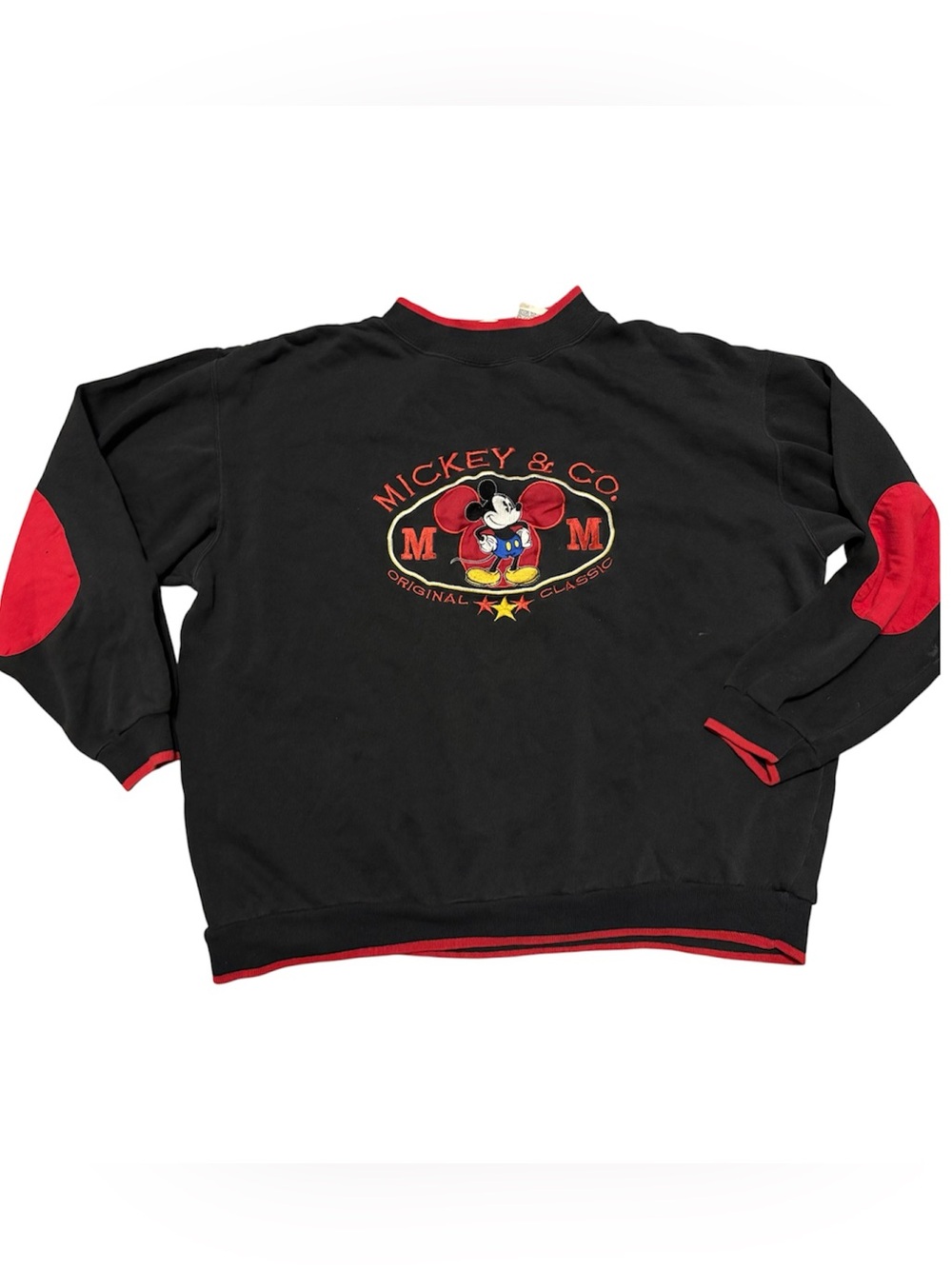 Vintage Mickey & Co. Black Crewneck Sweatshirt with Red Accents
